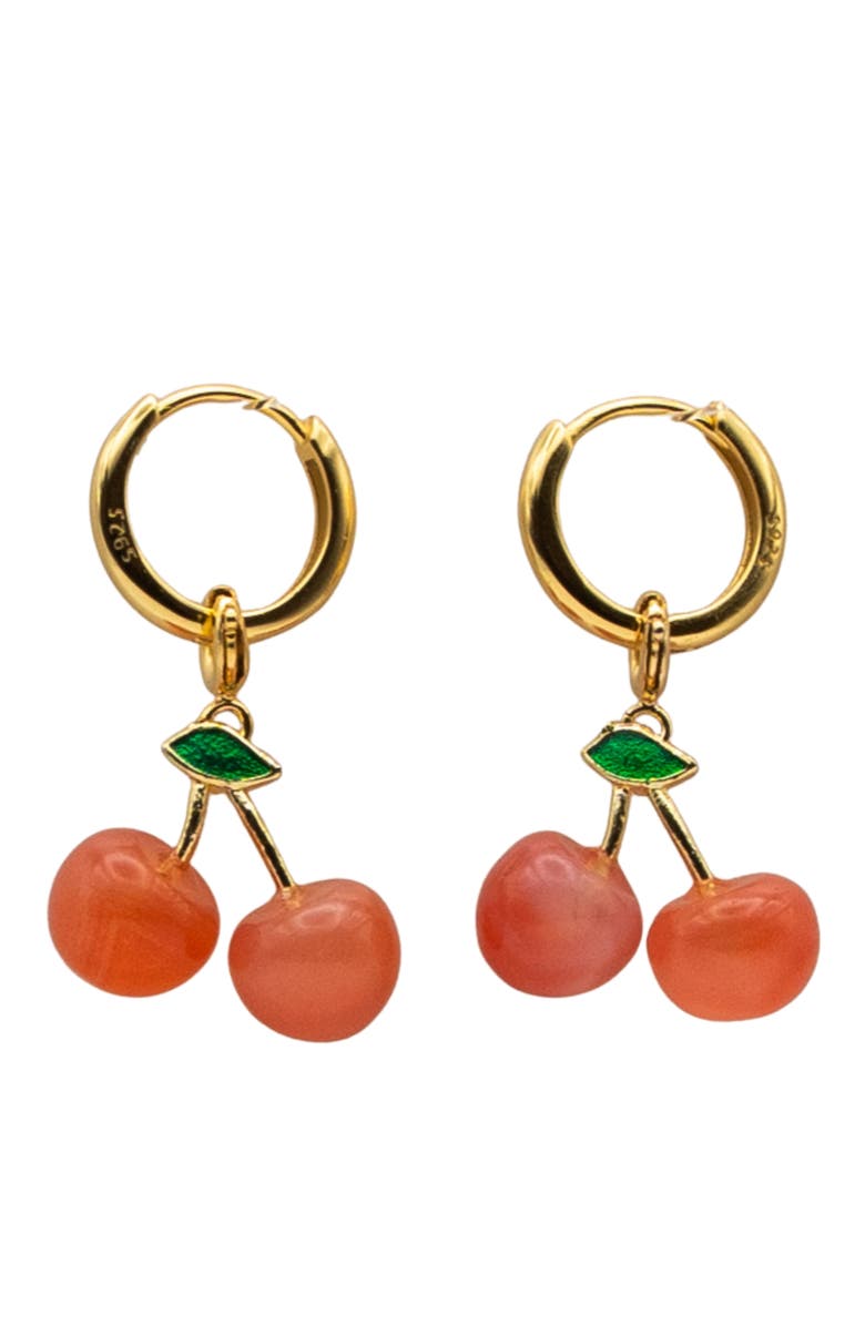 seree Harvest Cherry Jade stone charm earrings, Main, color, Pink
