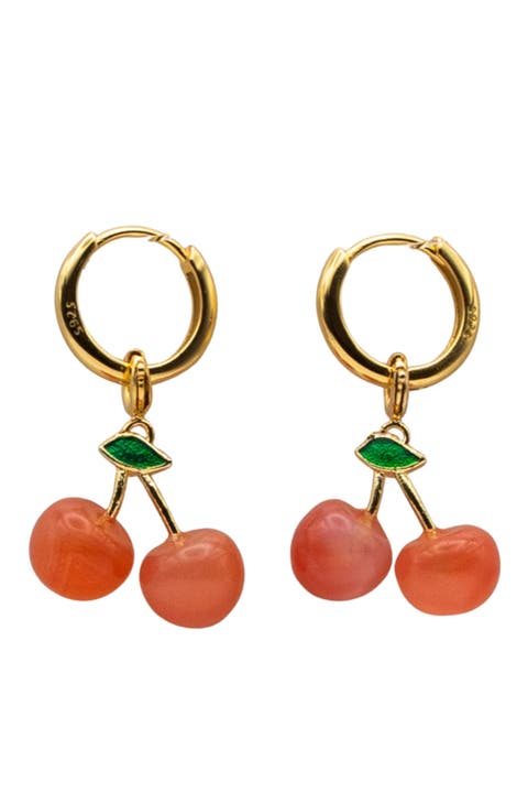 Harvest Cherry Jade stone charm earrings