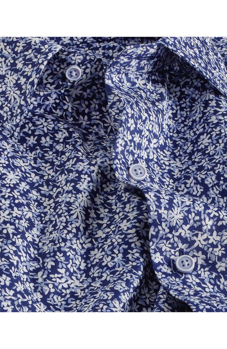 David Donahue Floral Print Pima Cotton Dobby Sport Shirt, Alternate, color, Navy/ White