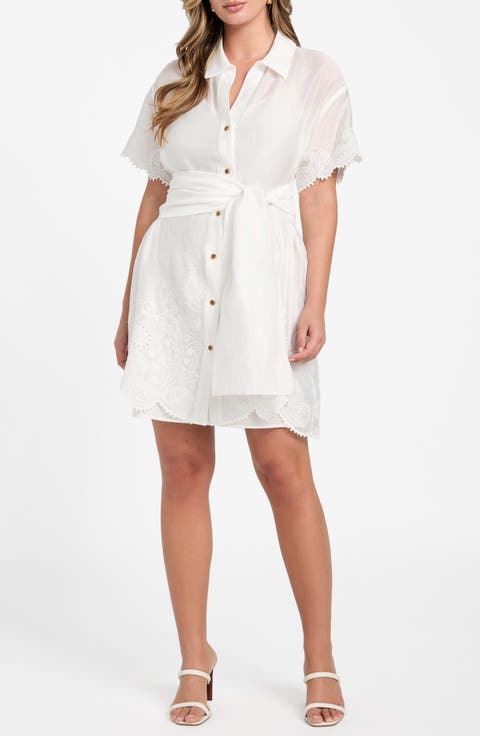 Mindy Embroidery Detail Mini Shirtdress