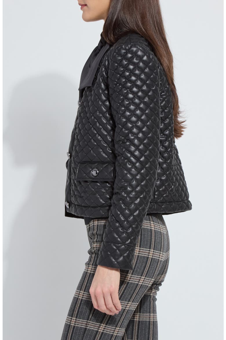 Aurelle Quilted Faux Leather Jacket, Alternate, color, BLACK