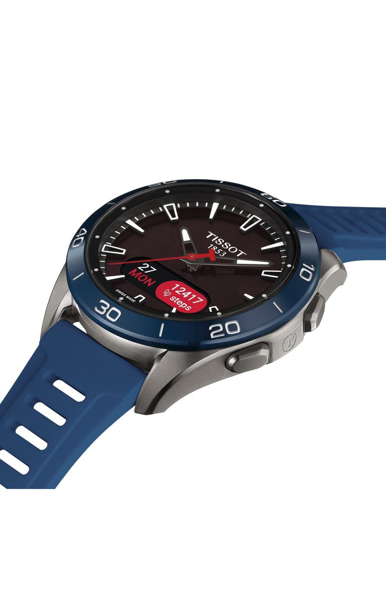 Tissot T-Touch Connect Sport Solar Smart Silicone Strap Watch, 43.75mm, Alternate, color, Blue
