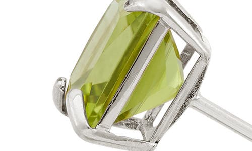 Fuzion Creations Princess Cut Stud Earrings In Peridot Silver