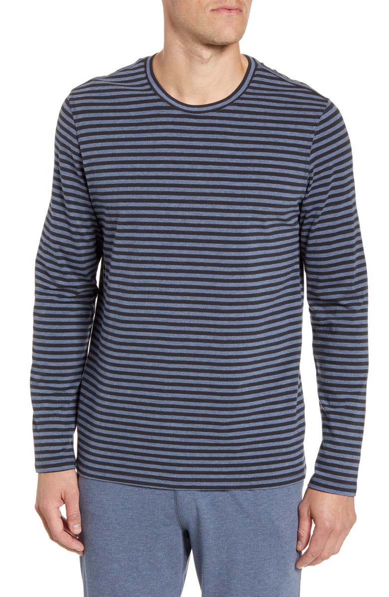 Daniel Buchler Stripe Stretchy Cotton & Modal Long Sleeve Crewneck T-Shirt, Main, color, 