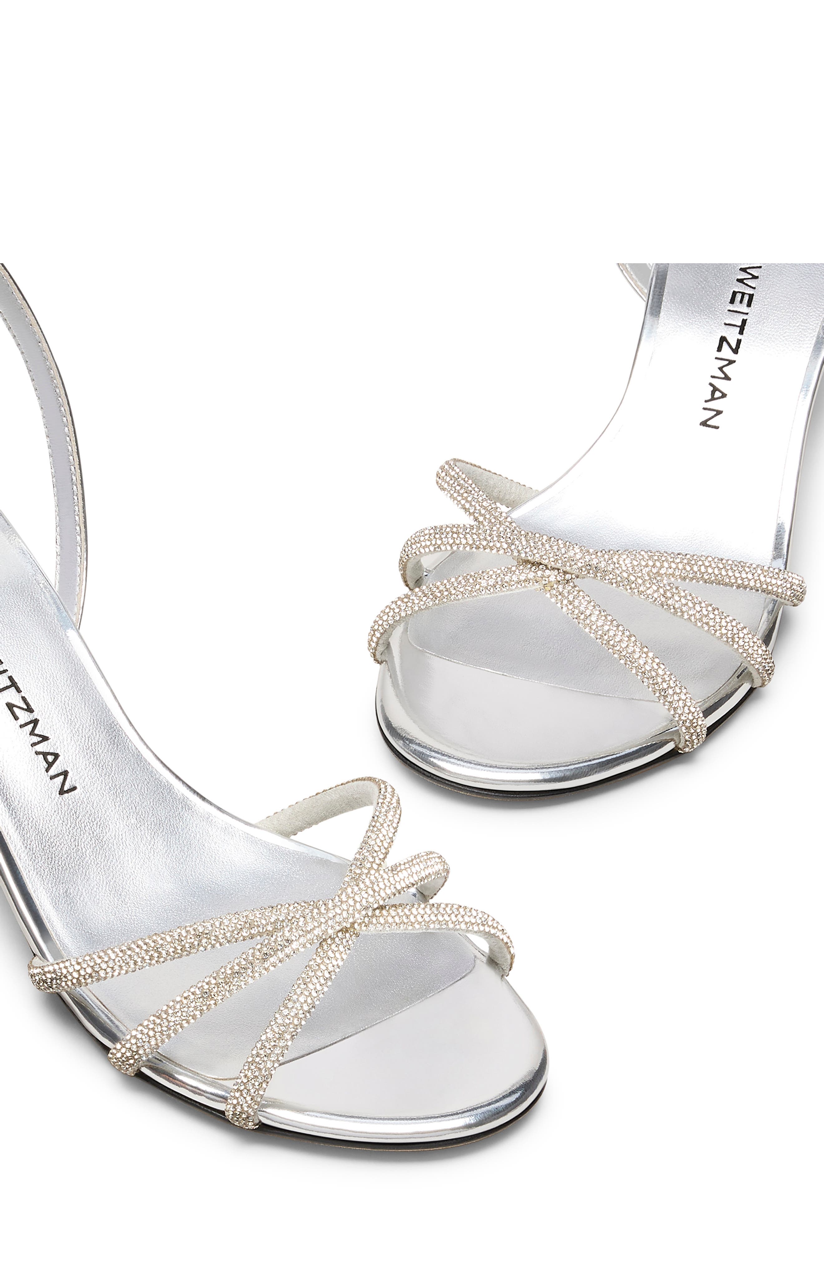Stuart Weitzman Nudistini Shine Sandal 50, Alternate, color, Silver/ Clear