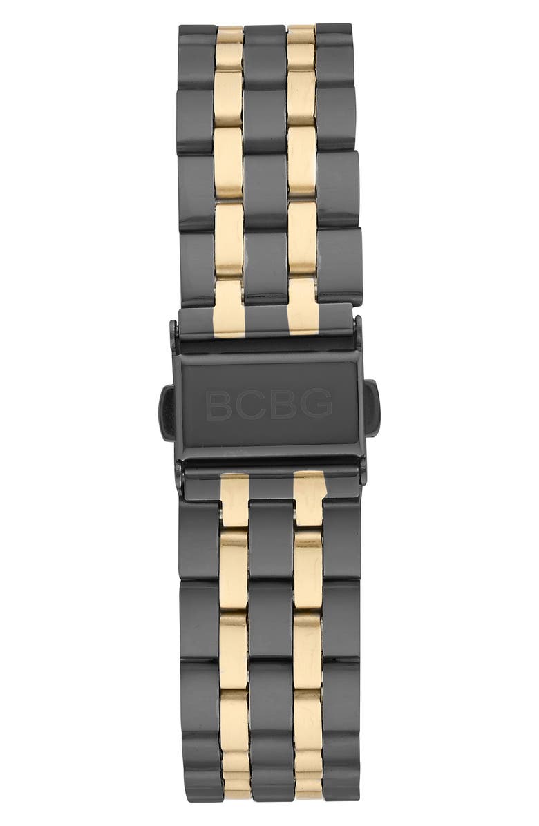 BCBG Modern Link Quartz Two-Tone Bracelet Watch, 34mm, Alternate, color, Black