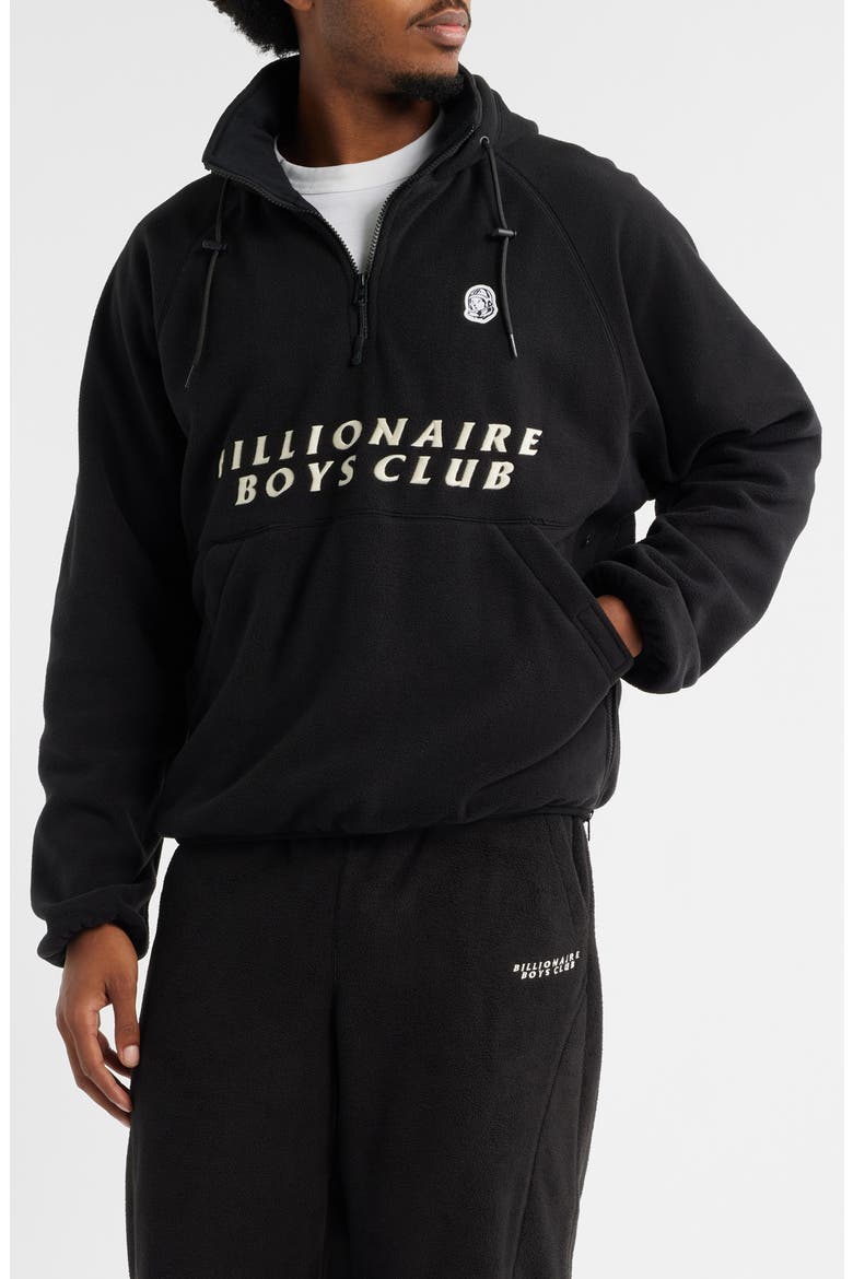 BB Windrunner Hooded Fleece Quarter Zip Pullover, Main, color, BLACK
