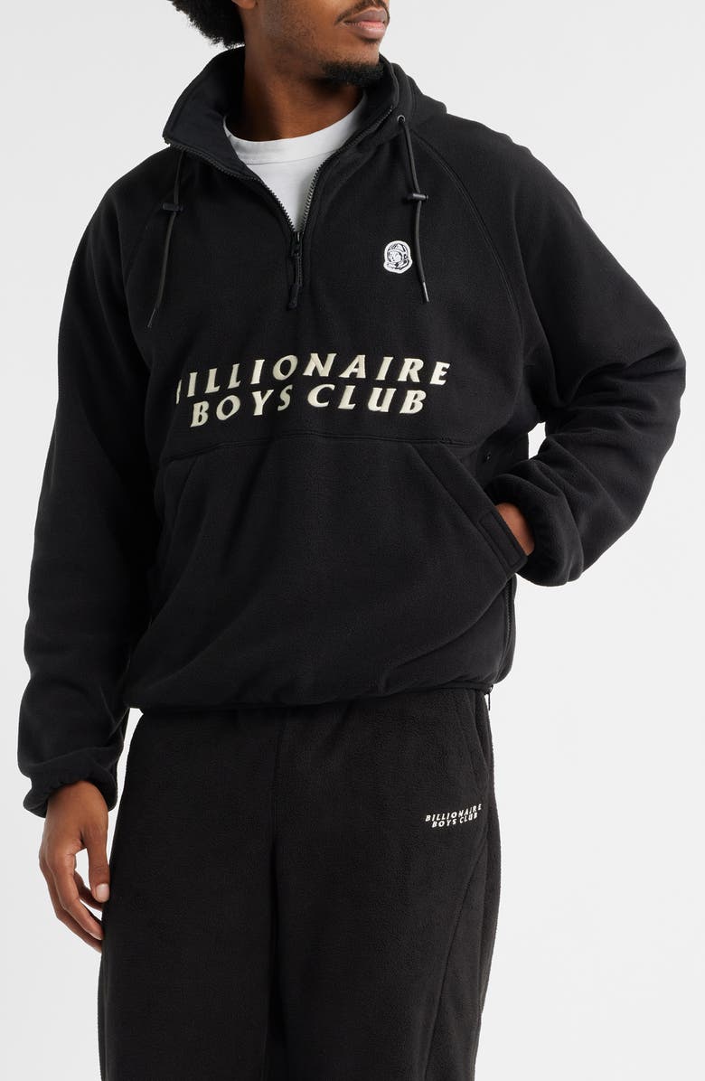 Billionaire Boys Club BB Windrunner Hooded Fleece Quarter Zip Pullover, Main, color, Black