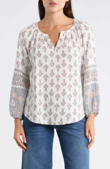 Lucky Brand Balloon Sleeve Cotton Top