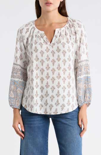 Lucky Brand Balloon Sleeve Cotton Top