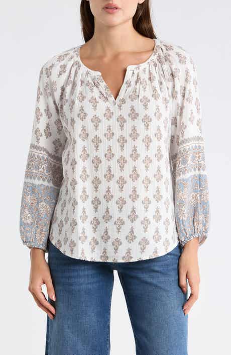 Lucky Brand Balloon Sleeve Cotton Top