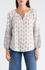 Lucky Brand Balloon Sleeve Cotton Top