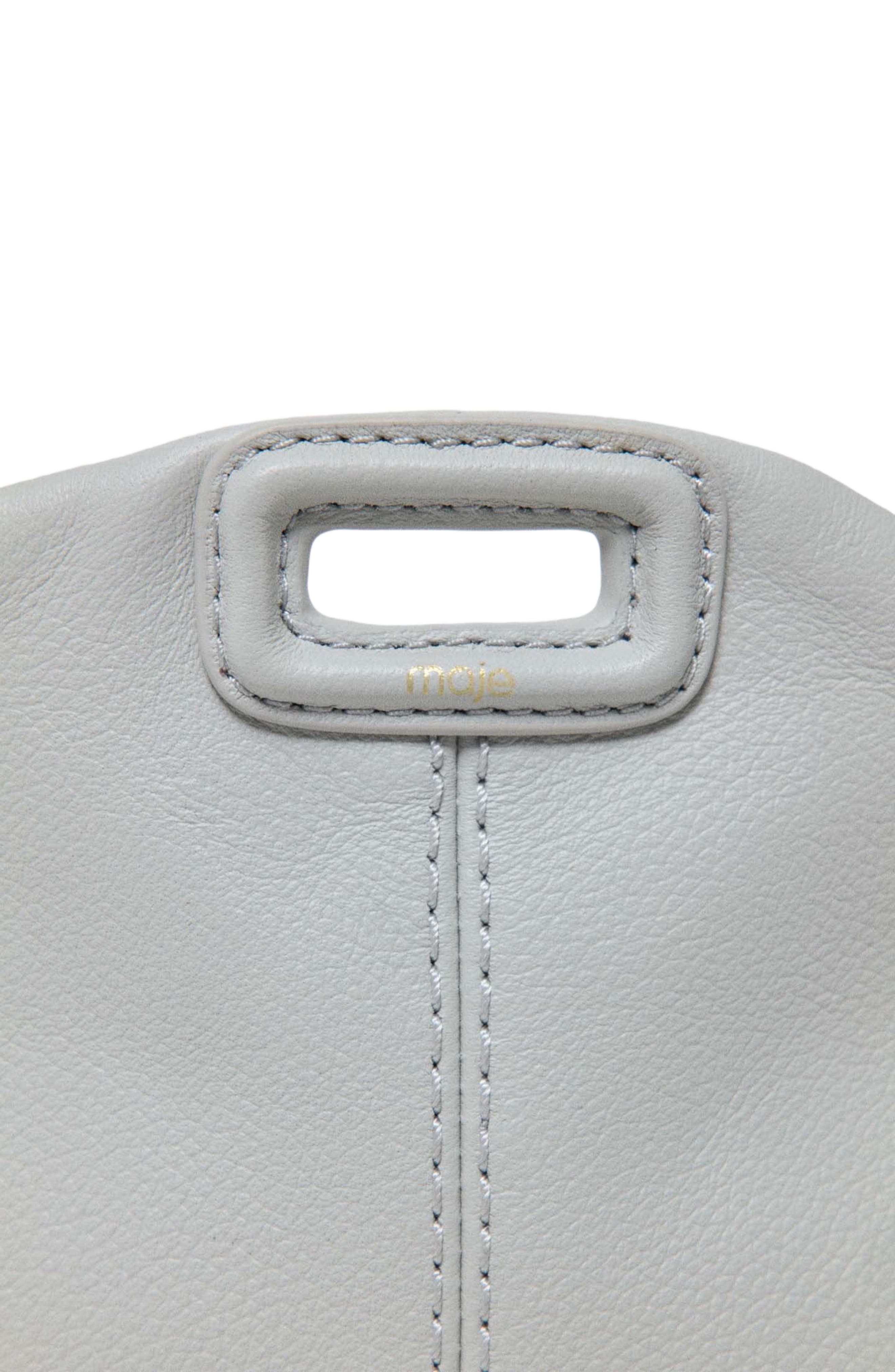 maje Miss M micro grained leather bag, Alternate, color, Light Grey