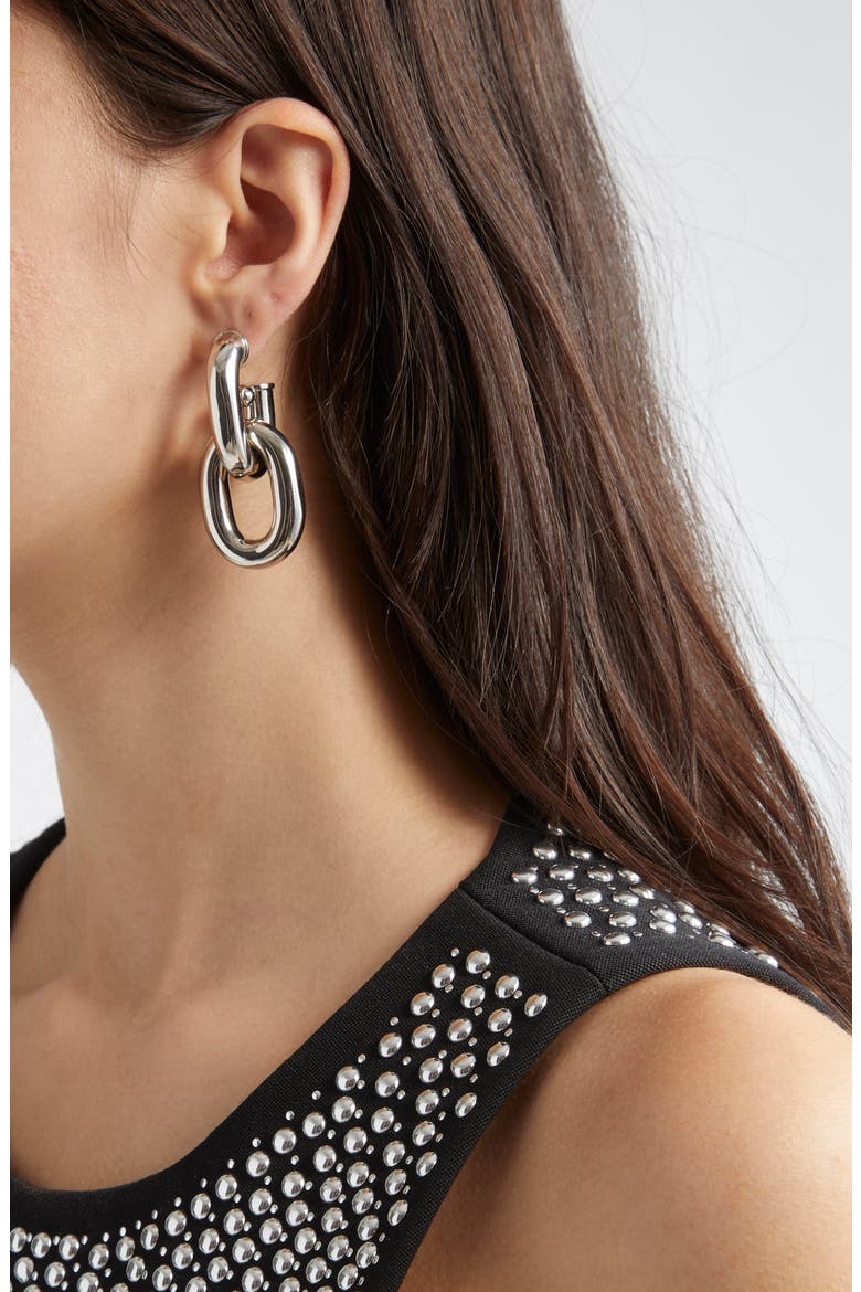 paco rabanne XL Link Hoop Earrings, Alternate, color, P040 SILVER