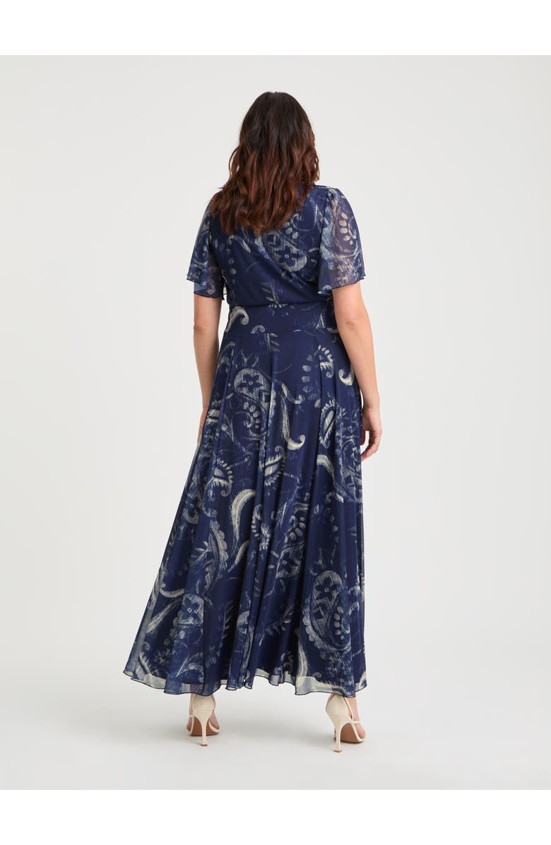 Scarlett & Jo Kemi Print Bolero Wrap Bodice Maxi Gown, Alternate, color, Vintage Navy Paisley
