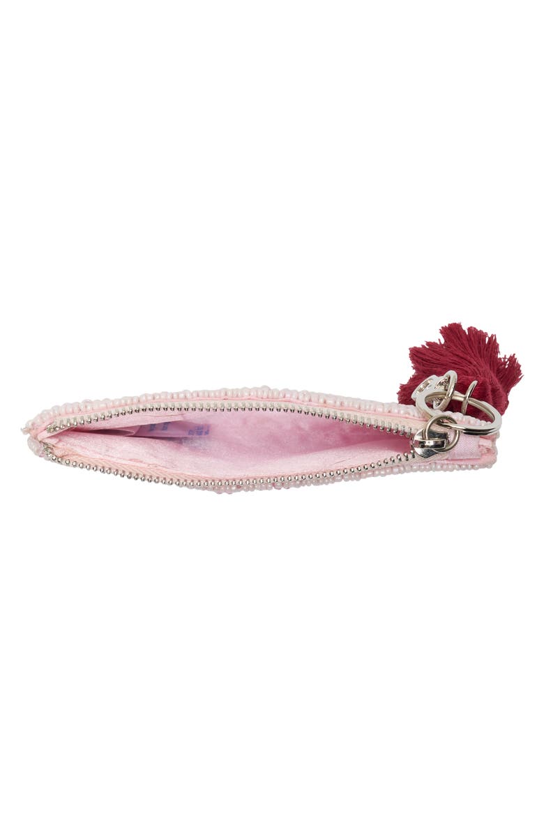 Fresh Cherries Beaded Zip Pouch, Alternate, color, PINK