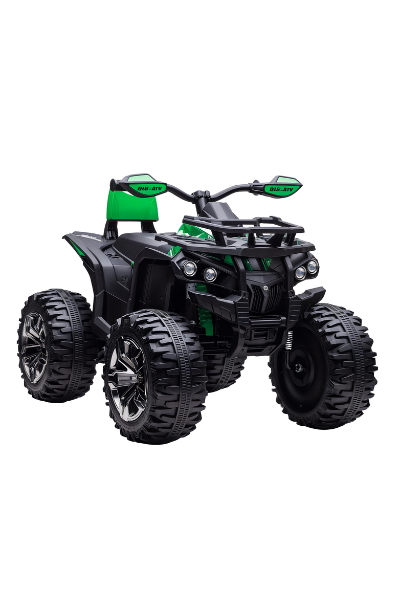 Aosom Kids Electric ATV, 12V, 4-Wheel, Music, Headlights, Main, color, Green
