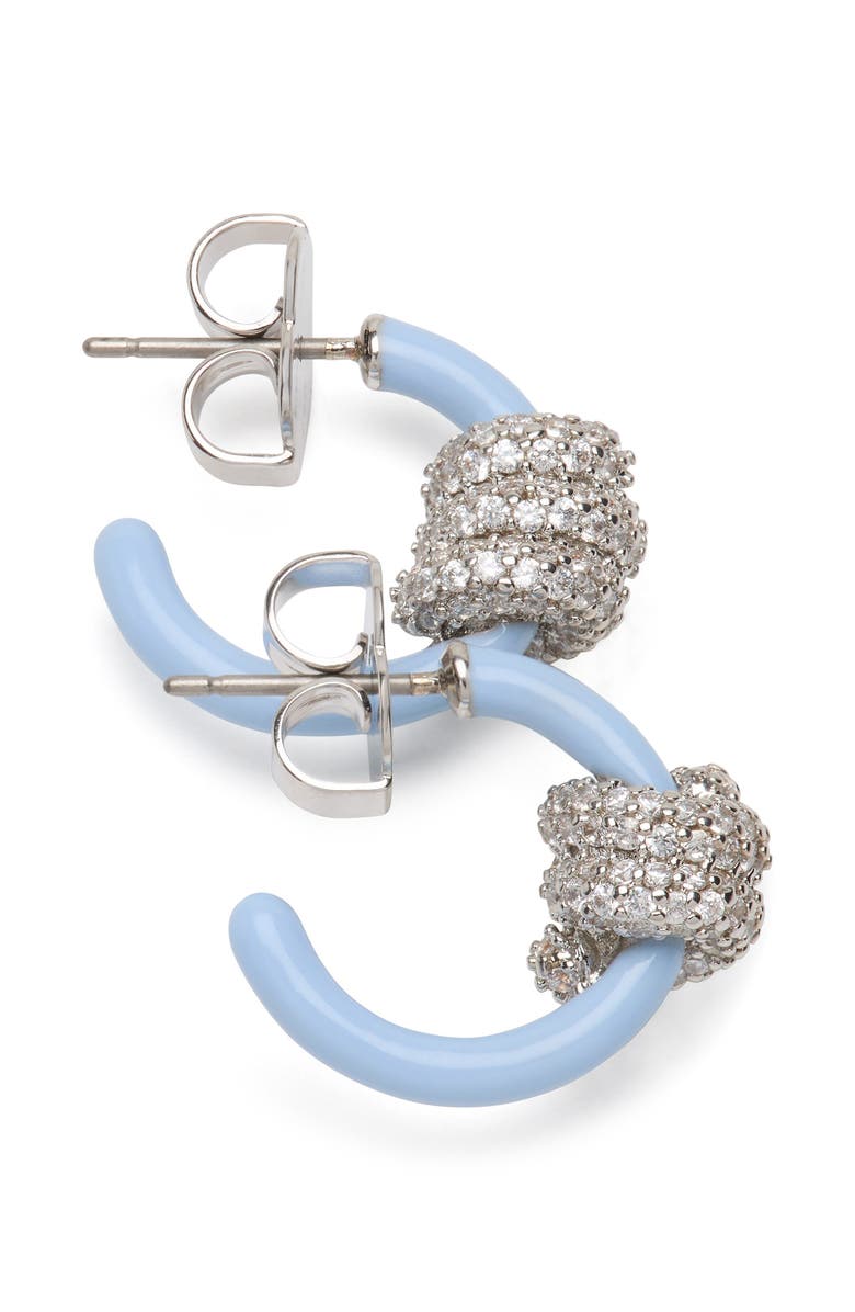 Kate Spade New York pavé knot hoop earrings, Alternate, color, Diamond Blue/ Silver