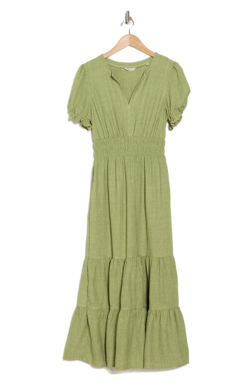Max Studio Tiered Crepe Maxi Dress In H.leaf