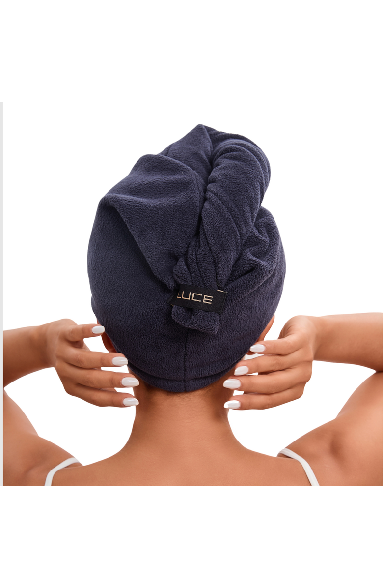 LUCE BEAUTY Adjustable Hair Towel Wrap - Eco-Friendly and Ultra-Absorbent, Alternate, color, Black