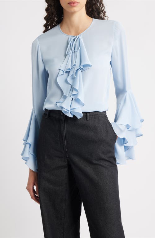 Kobi Halperin Turner Cascading Ruffle Silk Shirt In Blue