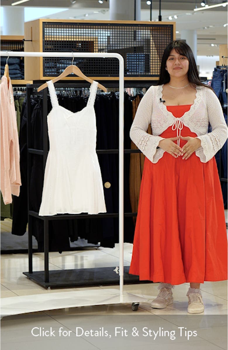 Lace Detail Cotton Eyelet Fit & Flare Minidress, sales video thumbnail