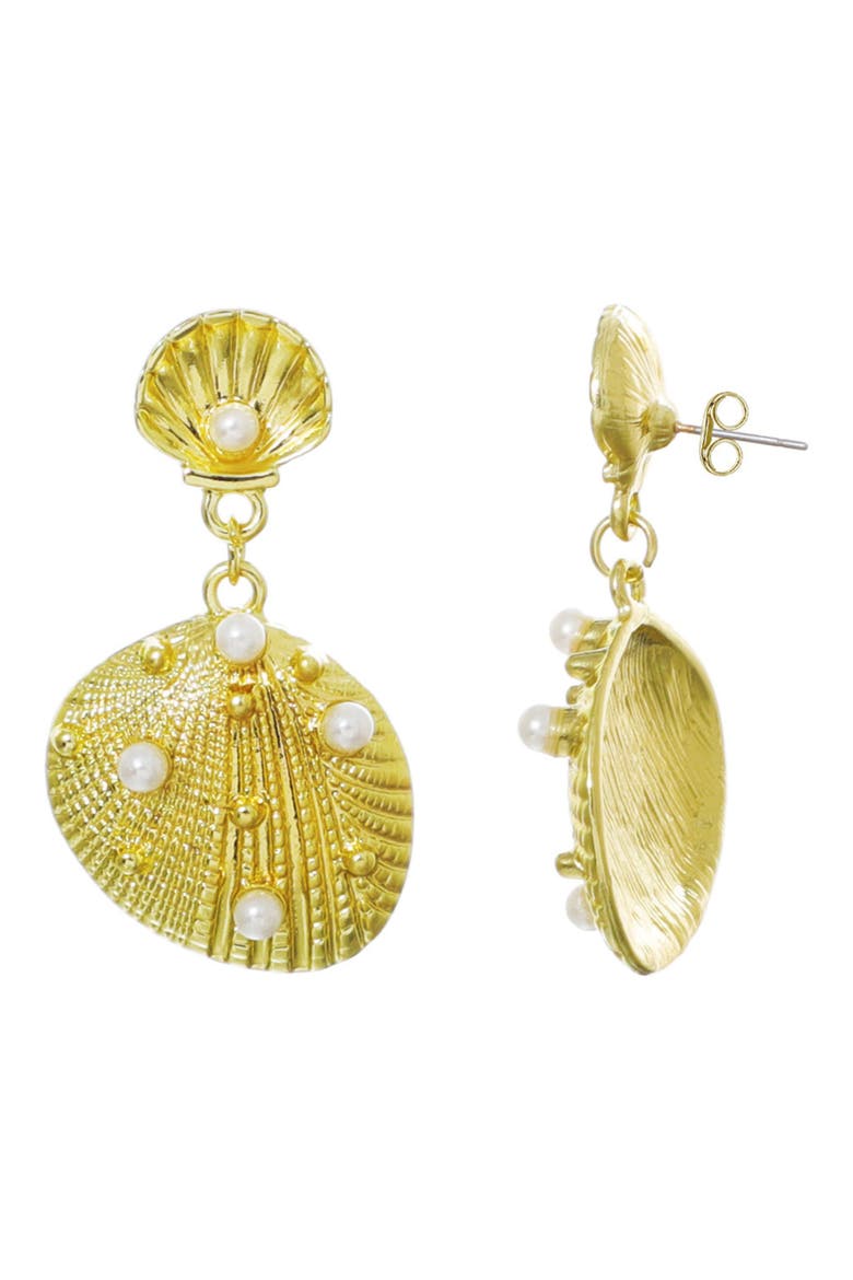 Shell Drop Earrings, Alternate, color, GOLD