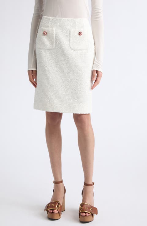 Jewel Button A-Line Rachel Tweed Skirt