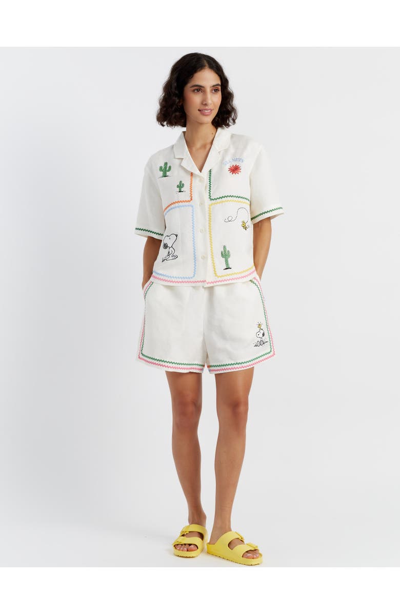 Chinti & Parker Linen-Cotton Peanuts Vacation Shirt, Alternate, color, Cream