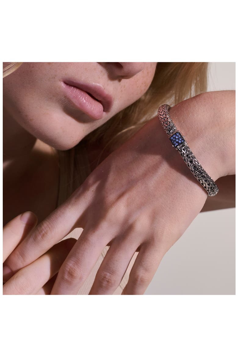 Icon Bracelet, 7.5mm, Alternate, color, SILVER/BLUE DIAMONDS
