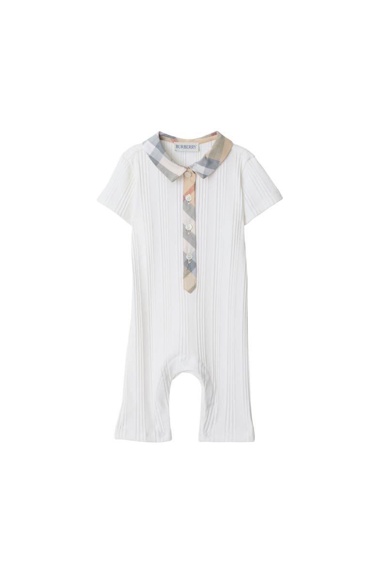Burberry Stretch Cotton Playsuit, Main, color, White