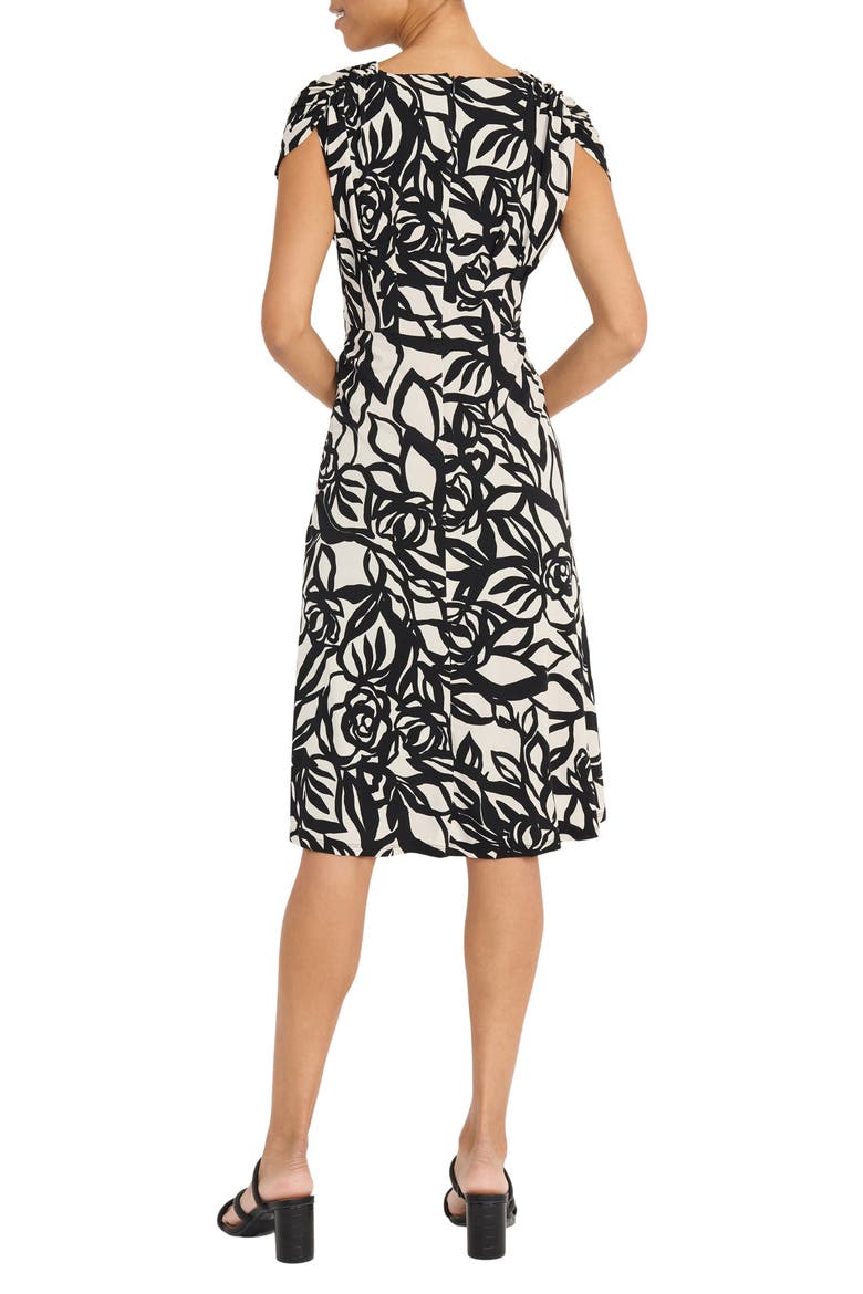 Printed Woven Midi Dress, Alternate, color, CREAM/ BLACK