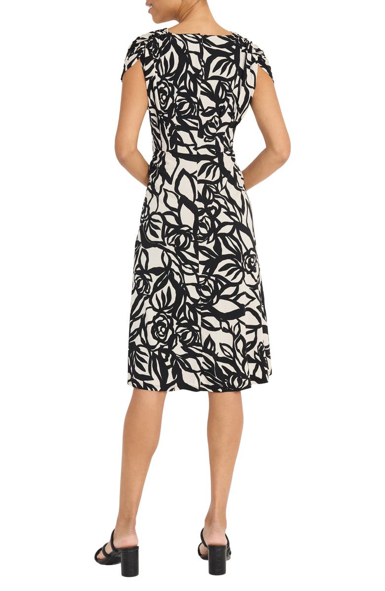 Maggy London Printed Woven Midi Dress, Alternate, color, Cream/ Black