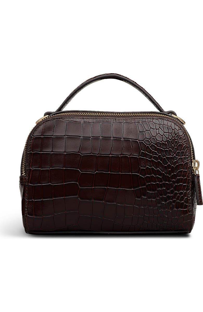 Radley Elm Avenue Small Croco Embossed Crossbody Bag, Alternate, color, Dark Brown