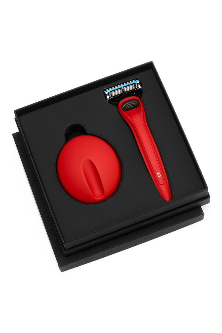 X1 Matte Red Razor and Stand Set, Alternate, color, MATTE RED