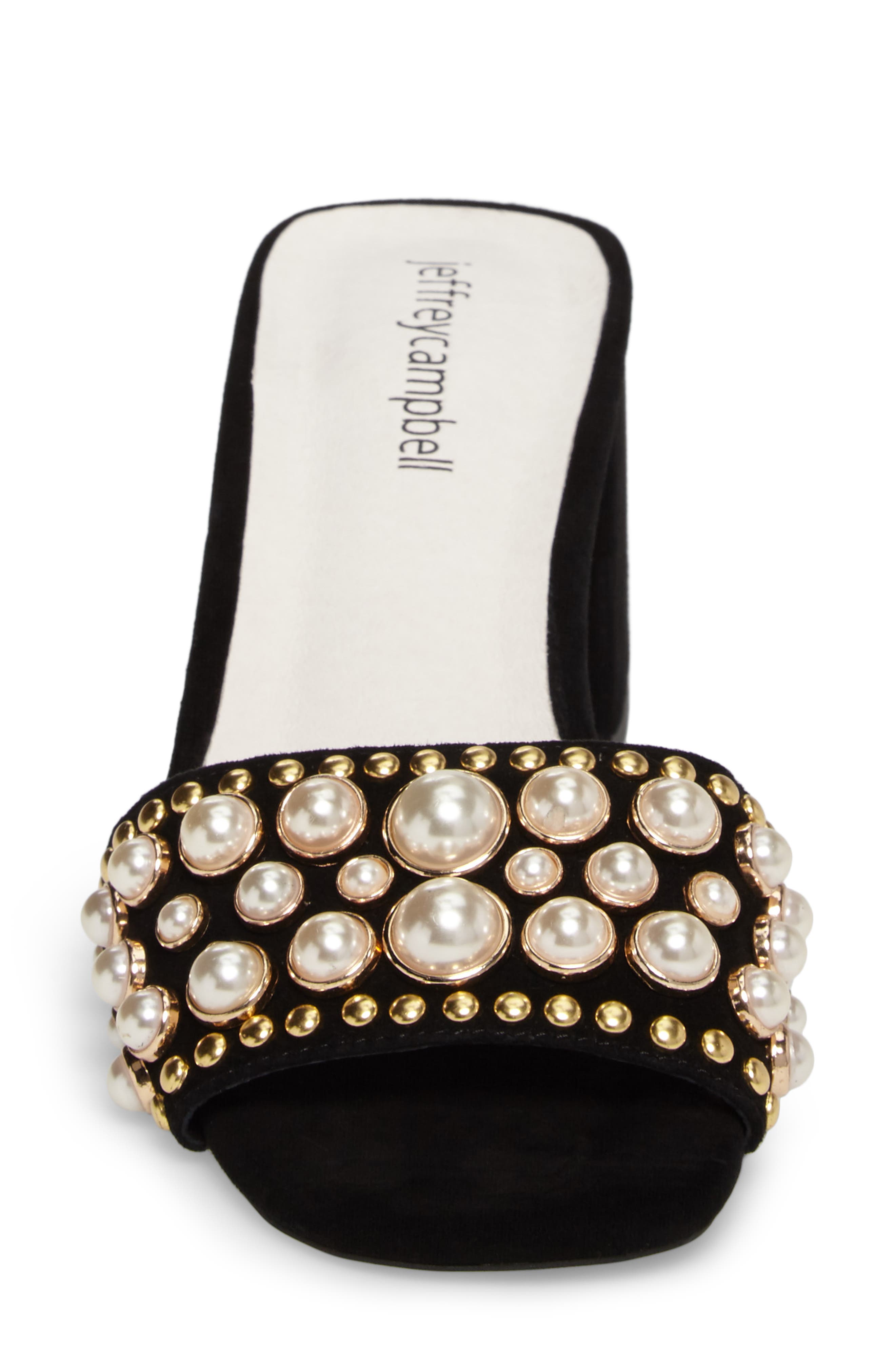 Parr Embellished Slide Sandal, Alternate, color, BLACK SUEDE