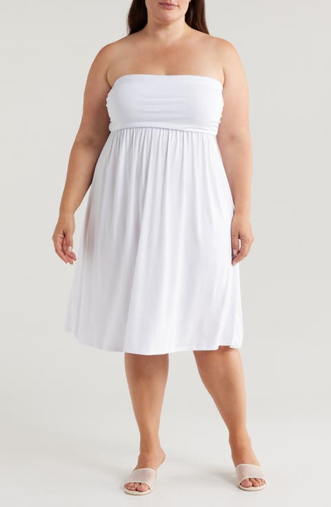 Strapless Jersey Midi Dress (Plus)