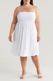 24seven Comfort Apparel Strapless Jersey Midi Dress