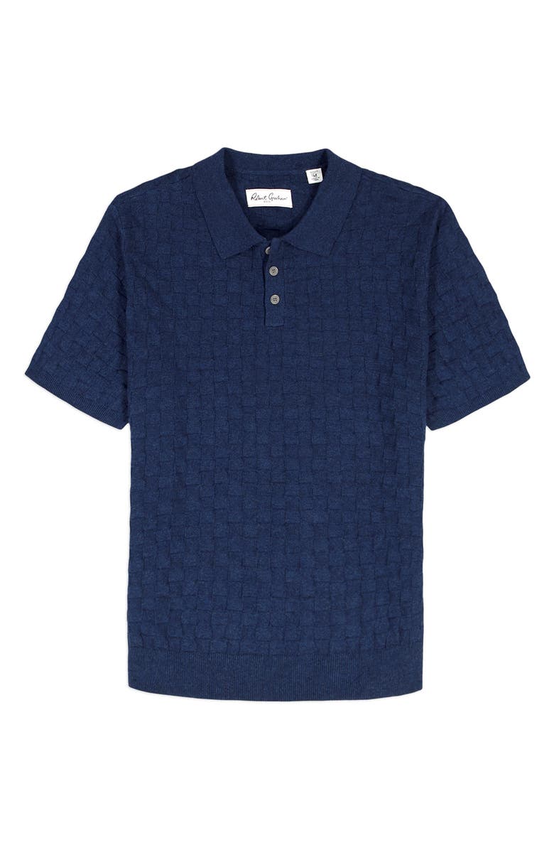 Robert Graham Hampson Cotton Polo Sweater, Alternate, color, Navy