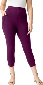 Roaman's Side-Pocket Essential Capri Legging