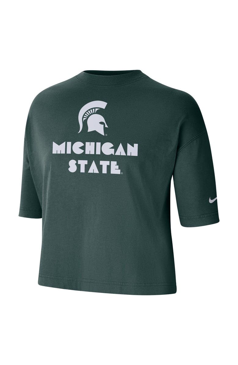 Nike Women's Nike Green Michigan State Spartans Crop Performance T-Shirt, Alternate, color, 