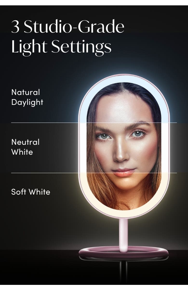 FANCII Vera Lighted Vanity Mirror, Alternate, color, Pink