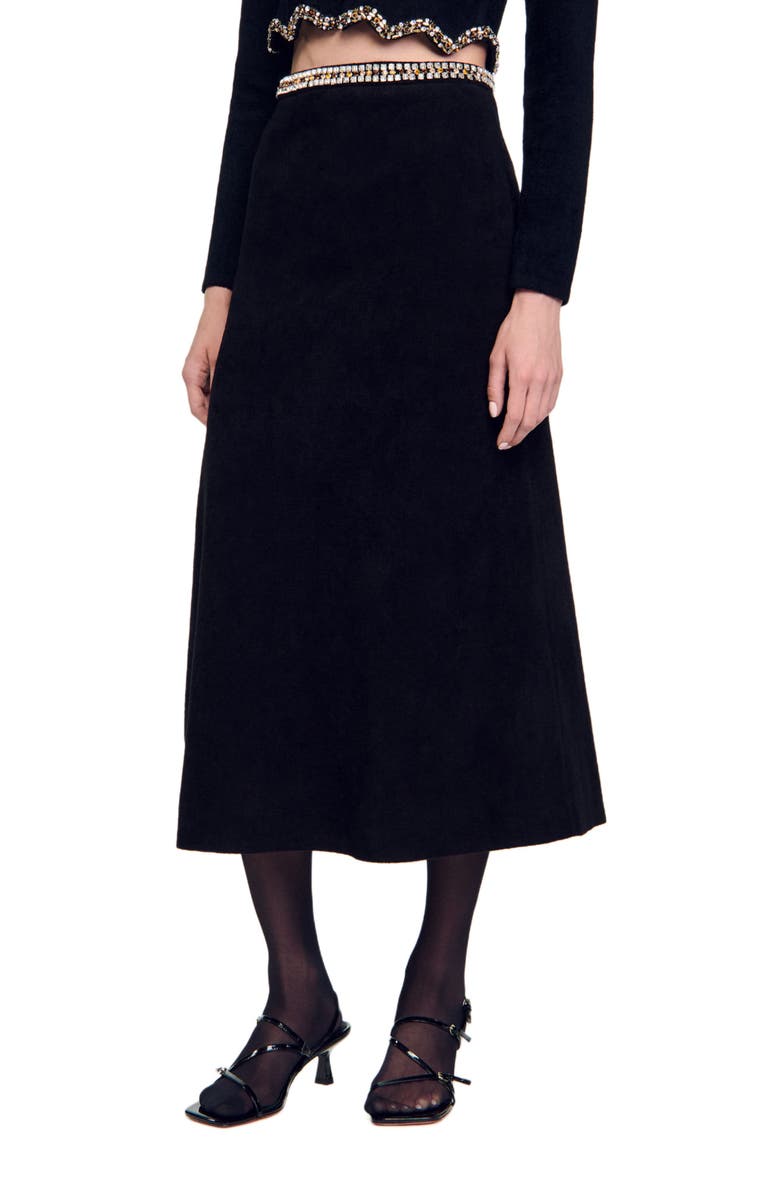 SANDRO Short rhinestone skirt, Main, color, 