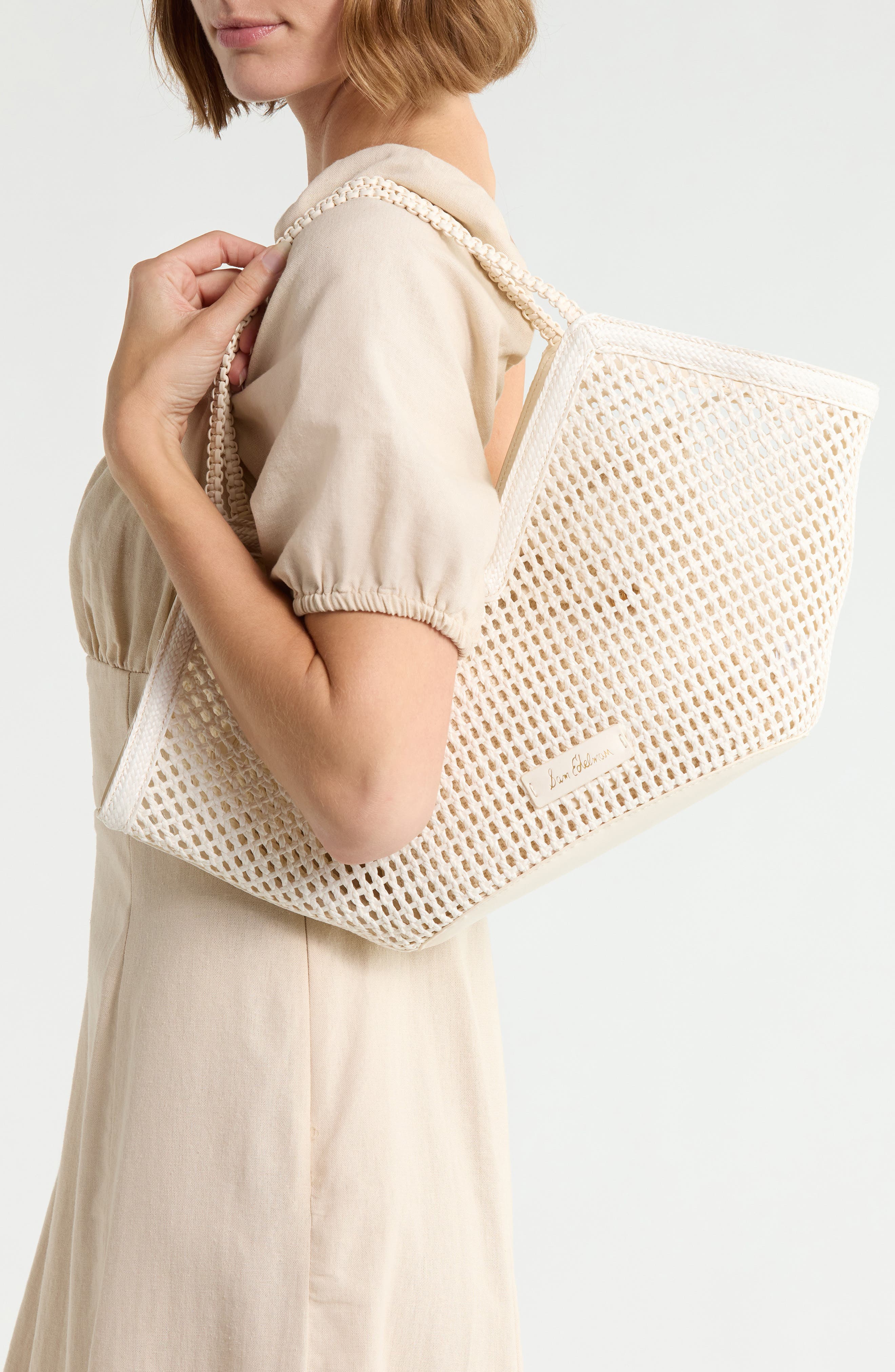 Marcie Woven Tote, Alternate, color, IVORY