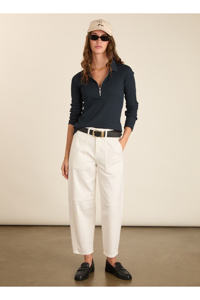 Cotton Zip Collar Ribbed Top, Alternate, color, Classic Navy