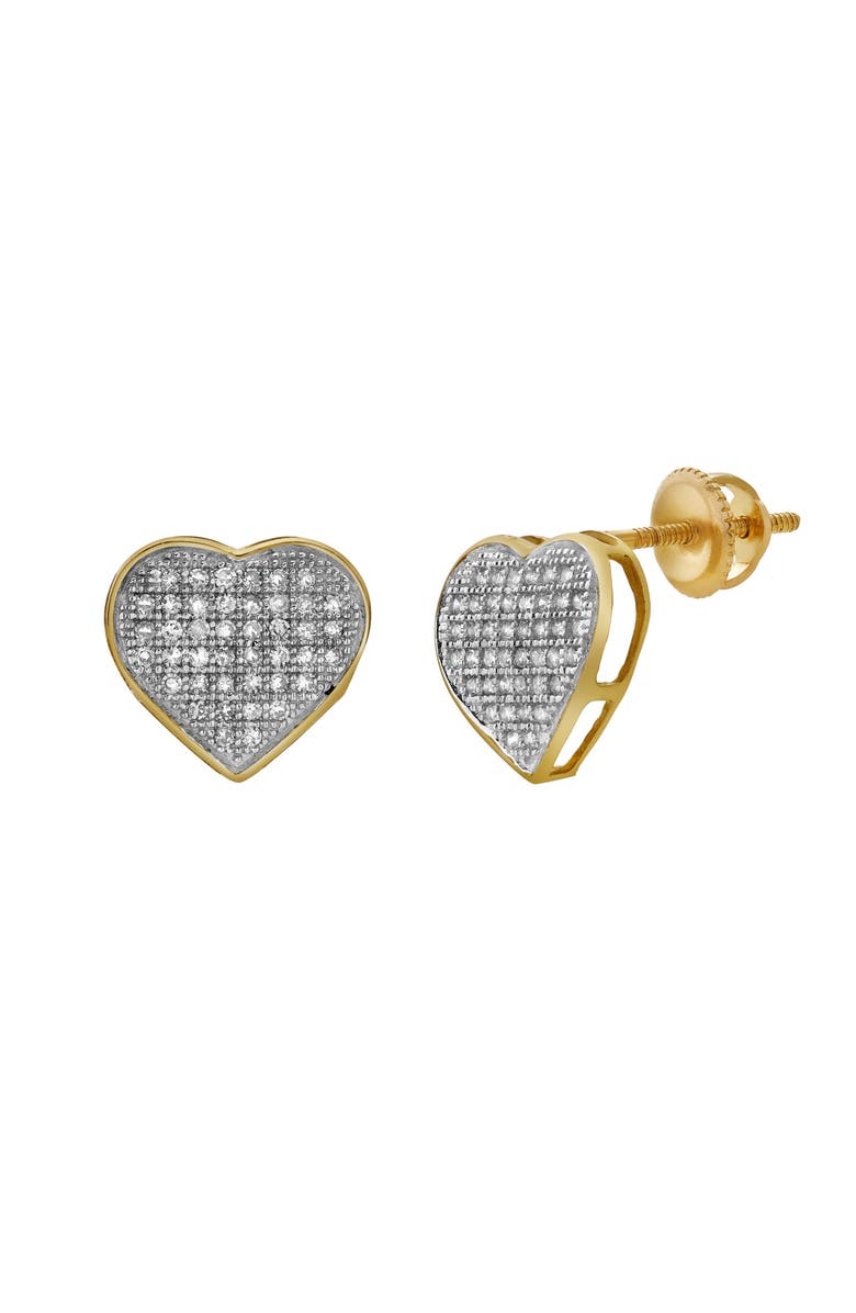 LuvMyJewelry Swoon 10K Yellow Gold Cluster Diamond Unisex Earrings - 0.23 Cts, Main, color,