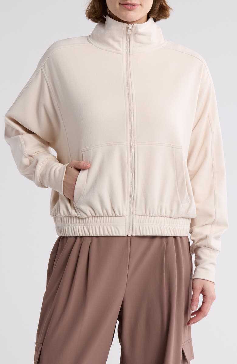 90 DEGREE BY REFLEX Marled Pique Muse Zip Jacket, Main, color, Crystal Gray