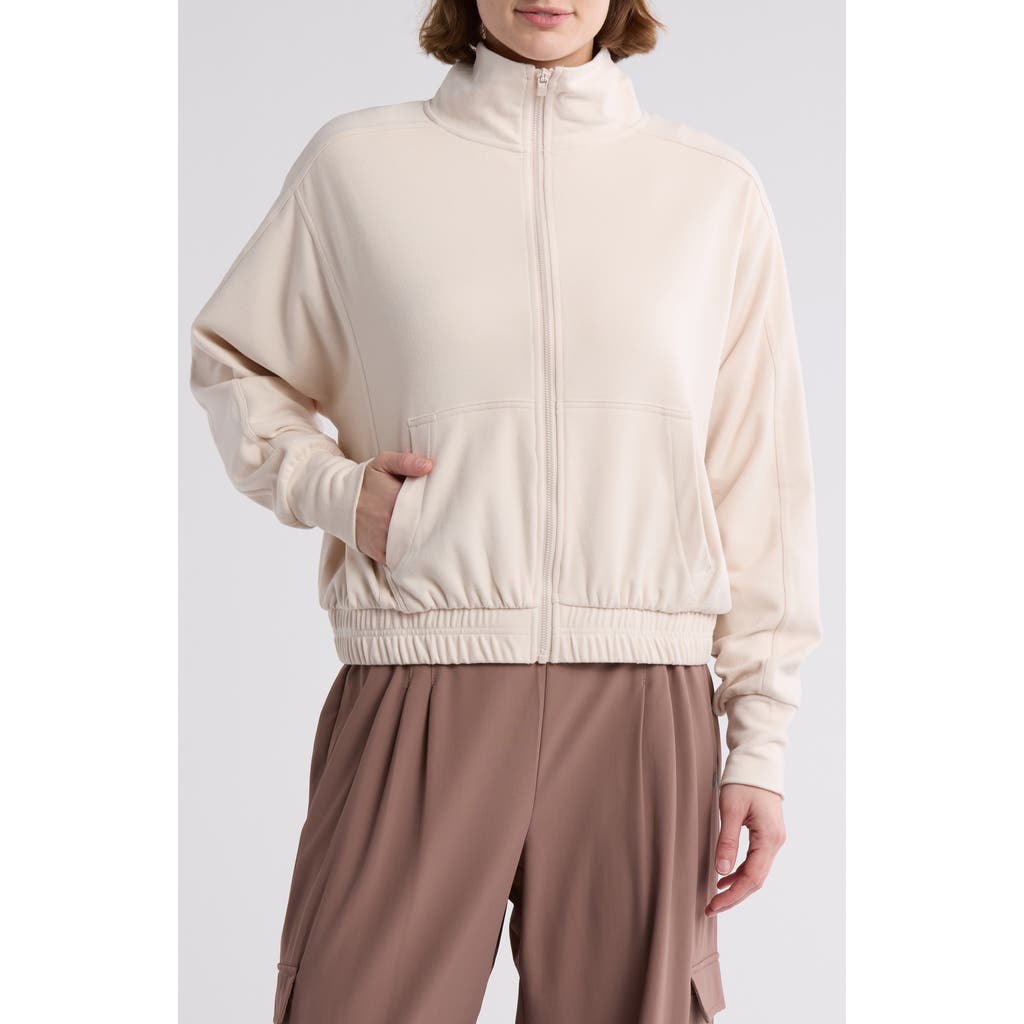 90 Degree By Reflex Marled Pique Muse Zip Jacket In Crystal Gray