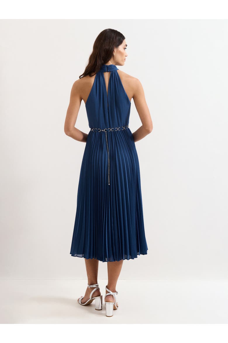 Sathia Pleated Halter Neck Midi Dress, Alternate, color, Indigo