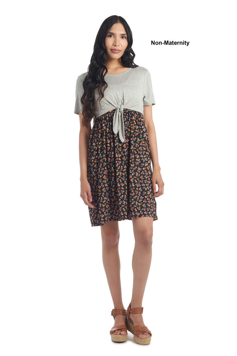 Lehua Maternity/Nursing Babydoll Dress, Alternate, color, BLACK MINI FLORAL